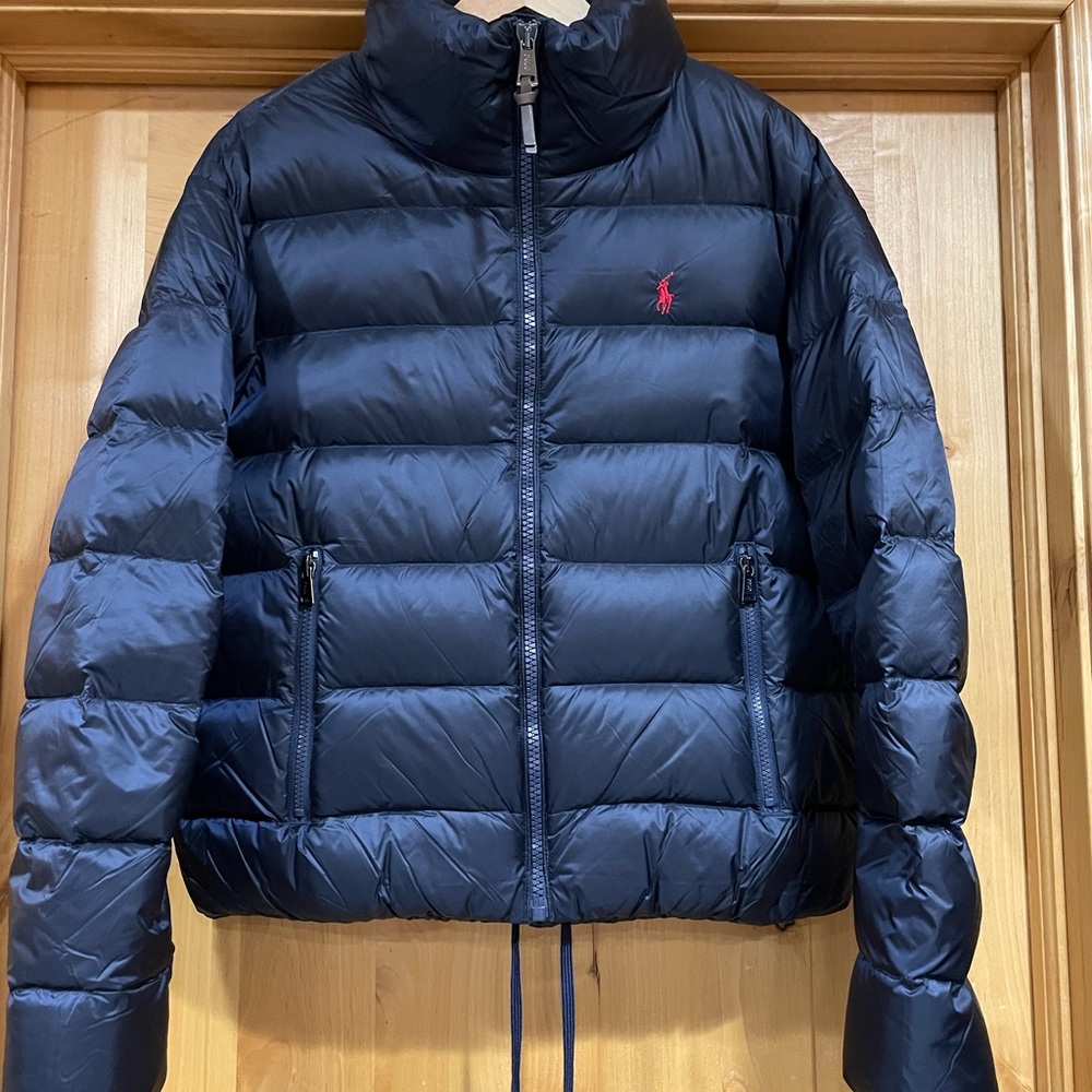 Polo Ralph Lauren Women’s Navy Blue Flag Down Jacket Sz L, Rare Find, NWT